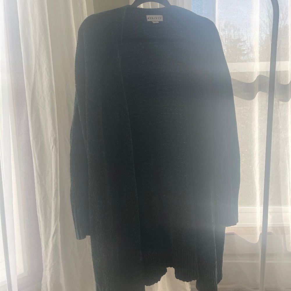 Dark Green Crushed Velvet Cardigan
